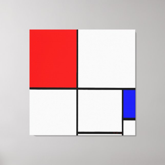 Lienzo MONDRIAN - COMPOSICIÓN A con ROJO y AZUL - 1932 (Anverso)