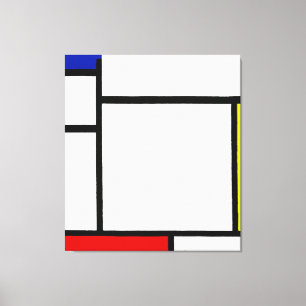 LIENZO MONDRIAN - COMPOSICIÓN CON AZUL, AMARILLO Y ROJO