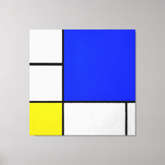 Lienzo MONDRIAN - COMPOSICIÓN con AZUL, BLANCO y AMARILLO