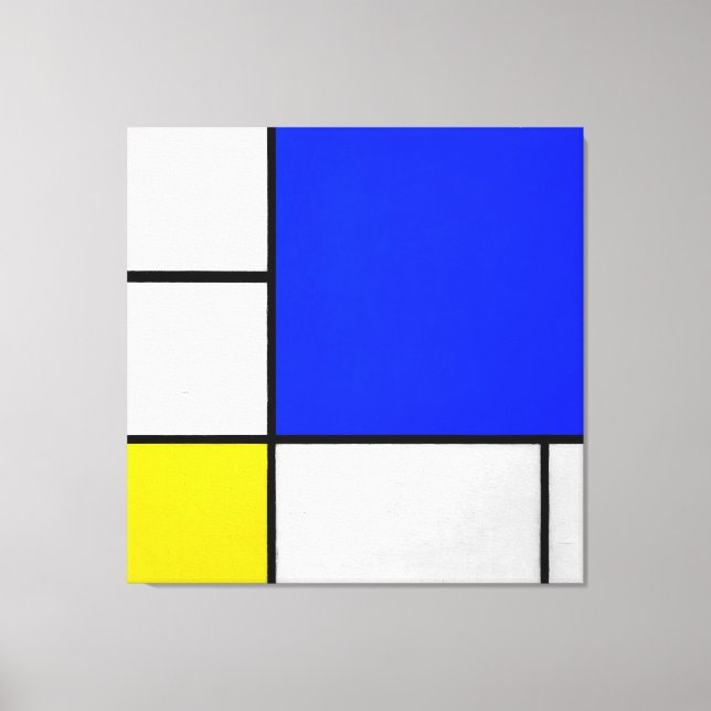 Lienzo MONDRIAN - COMPOSICIÓN con AZUL, BLANCO y AMARILLO (Anverso)