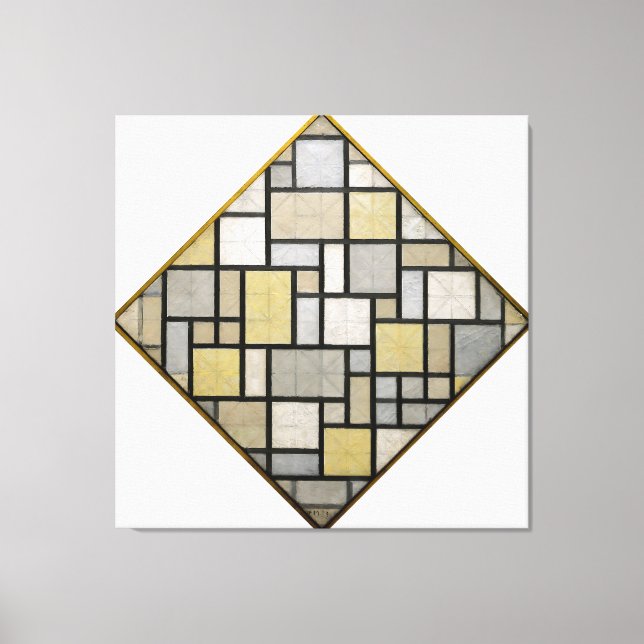 LIENZO MONDRIAN - COMPOSICIÓN CON REJILLA 5: ROMBO - 1919 (Anverso)