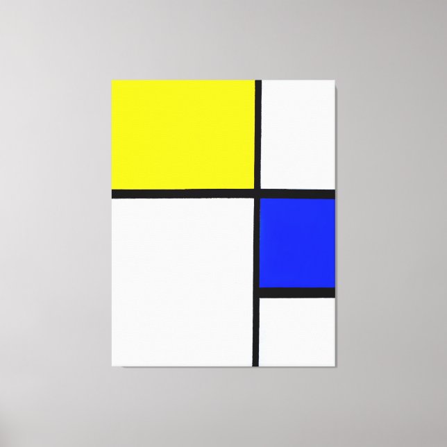 Lienzo MONDRIAN - COMPOSICIÓN Nº I con AMARILLO y AZUL (Anverso)