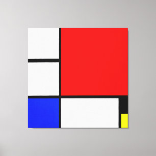 Lienzo MONDRIAN - COMPOSICIÓN Nº II con AMARILLO AZUL ROJ