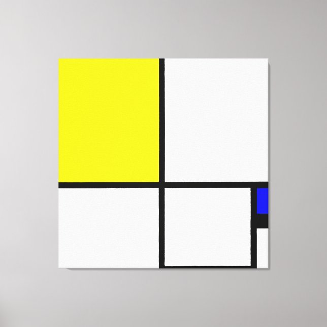 Lienzo MONDRIAN - COMPOSICIÓN Nº II con AMARILLO y AZUL (Anverso)