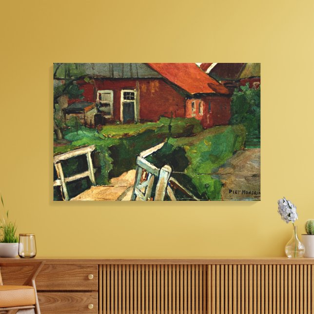 Lienzo Mondrian - Edificio de granja con puente (Insitu (Sala de estar))
