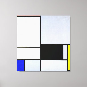 Lienzo MONDRIAN TABLEAU II con rojo, negro, amarillo y az