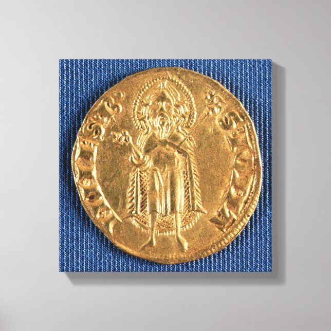 Lienzo Moneda de oro, con San Juan Bautista, siglo XVI (Anverso)