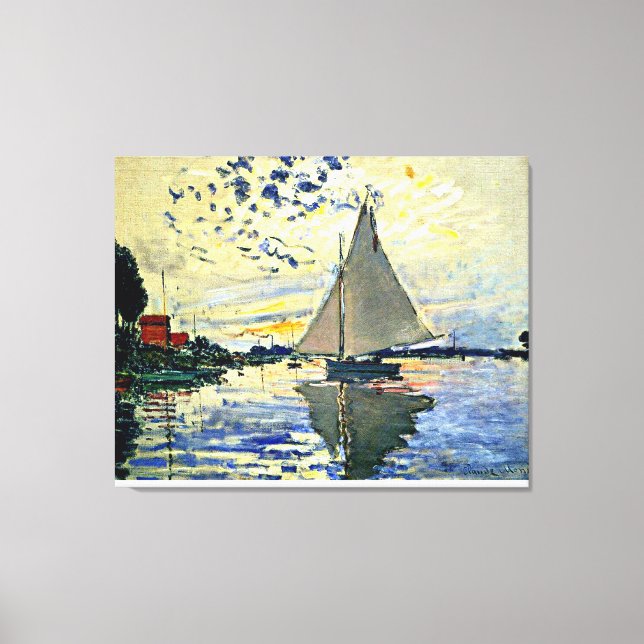 Lienzo Monet - Barco de vela en Le Petit-Gennevilliers (Anverso)
