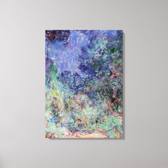 Lienzo Monet - La casa, la vista desde el jardín Rosa (Anverso)
