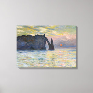 Lienzo Monet - Manneport, acantilado en Etretat, Sunset