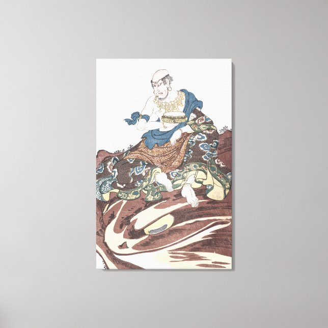 Lienzo Monje budista inmortal de Ukiyo-e en una cabeza de (Anverso)