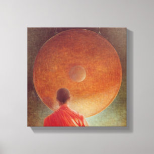 Lienzo Monje joven con Gong