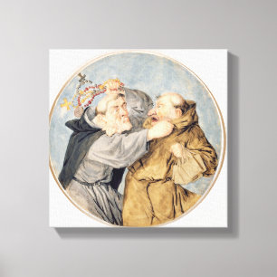 Lienzo Monjes T31130 dos que luchan, 1690 (w/c, tinta,