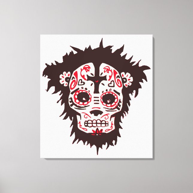 Lienzo mono de cráneo de azúcar (Anverso)