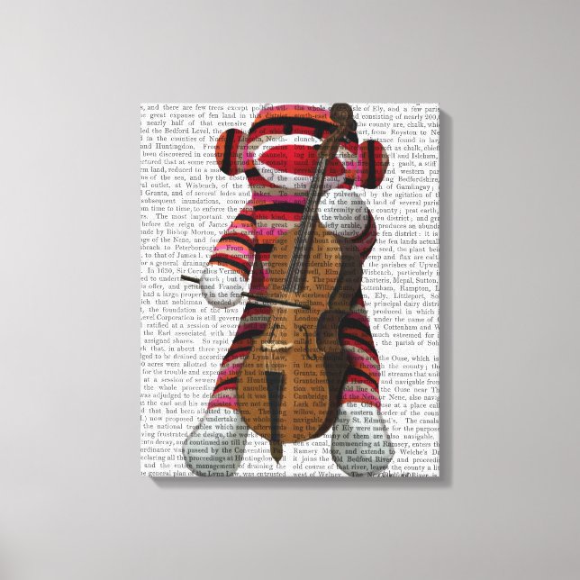 Lienzo Mono de media luna y Cello (Anverso)