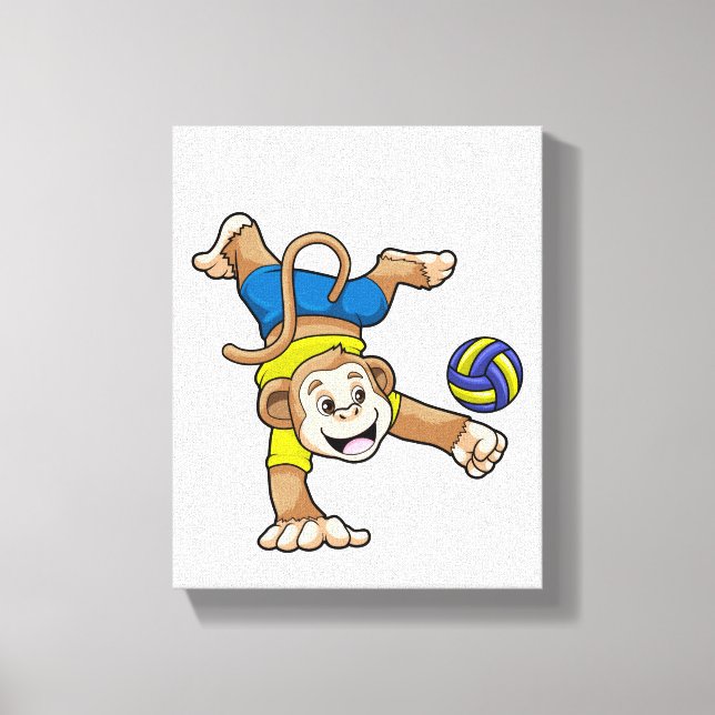Lienzo Mono en deportes con voleibol (Anverso)