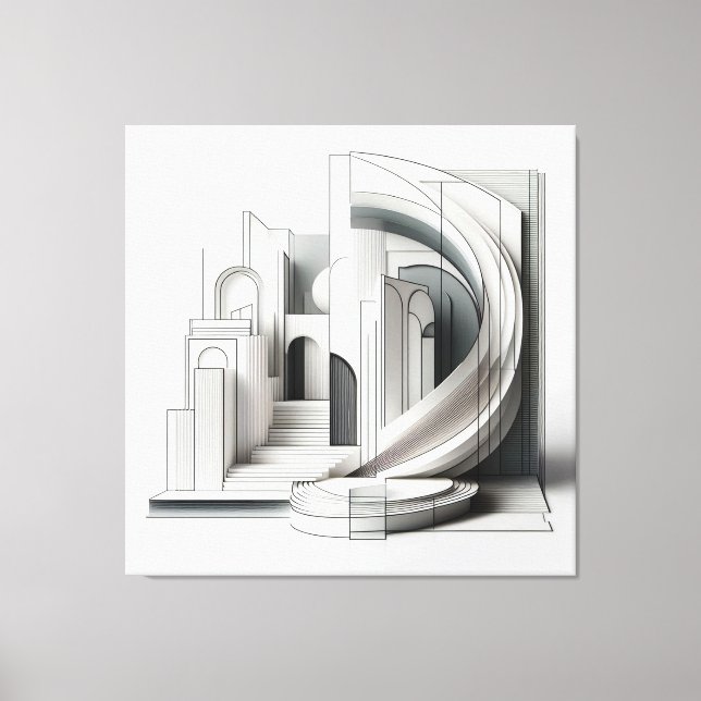 Lienzo Monochrome Architectural Flow (Anverso)