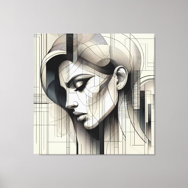 Lienzo Monochrome Line Portrait (Anverso)