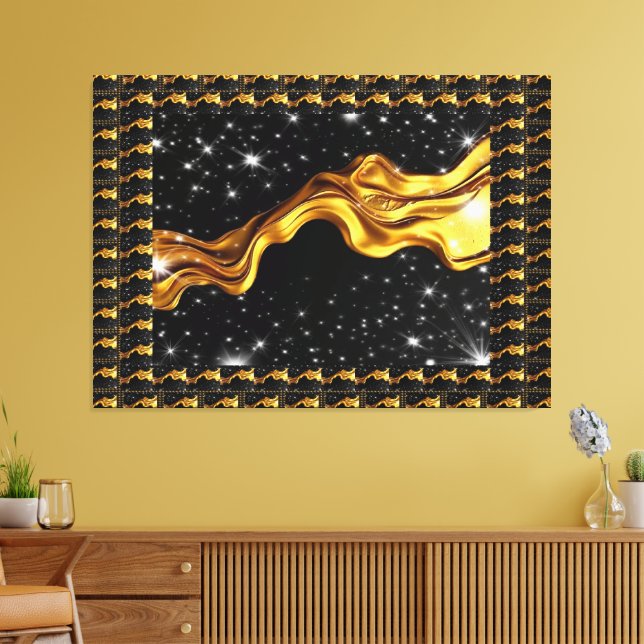 Lienzo Monochrome Opulent Swirl Liquid Gold Black Achempo (Insitu (Sala de estar))