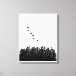 Lienzo Monocromo del geo volador minimalista y del árbol 