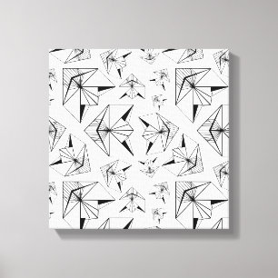 Lienzo Monocromo. Ornamento geométrico. Blanco y negro