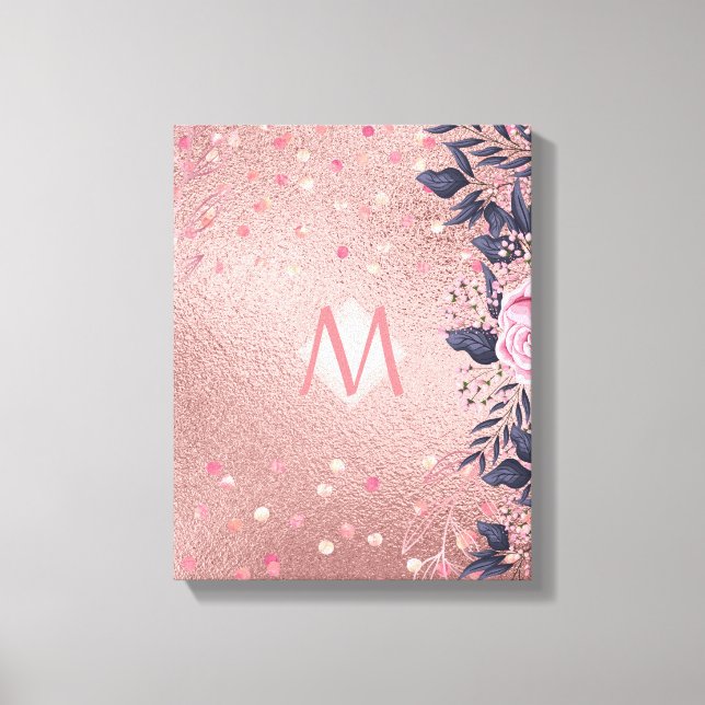 Lienzo MONOGRAM floral azul rosado giratorio giratorio de (Anverso)