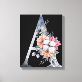 Lienzo Monograma A Blues Florales