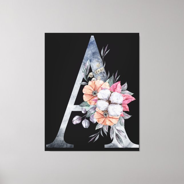 Lienzo Monograma A Blues Florales (Anverso)