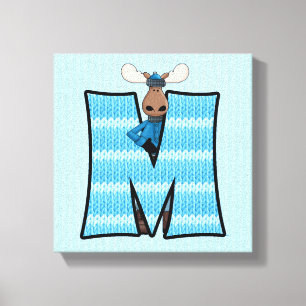 Lienzo Monograma azul Gran letra M