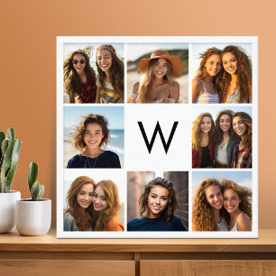 Lienzo Monograma de encargo del collage de fotos 8 blanco