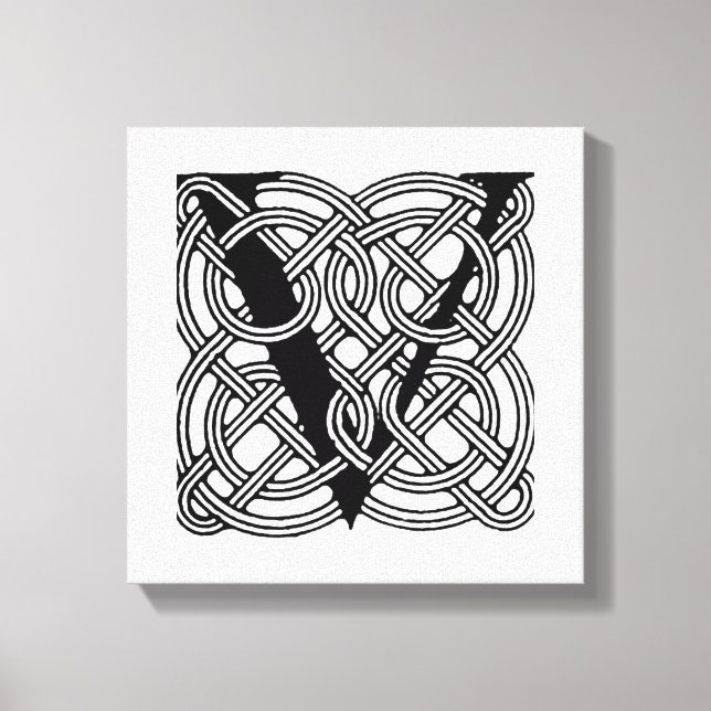 Lienzo Monograma de Knot celta vintage (Anverso)