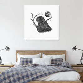 Lienzo Monograma de la luna llena del halcón