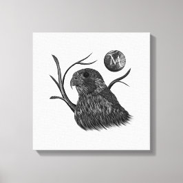 Lienzo Monograma de la luna llena del halcón