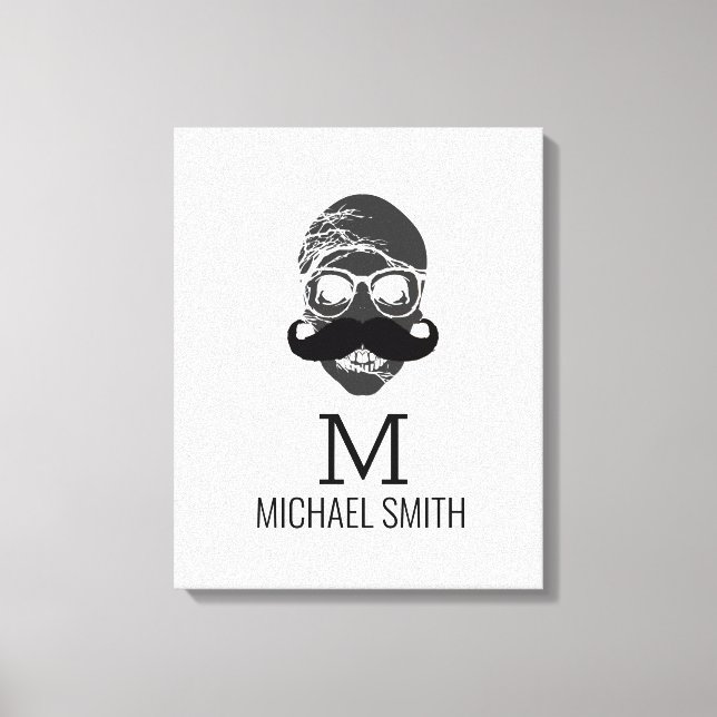 Lienzo Monograma de Mustache divertido #2 (Anverso)