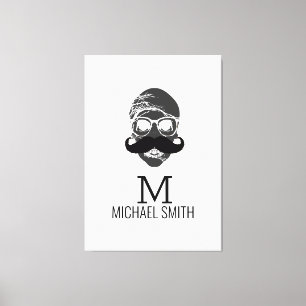 Lienzo Monograma de Mustache divertido #2