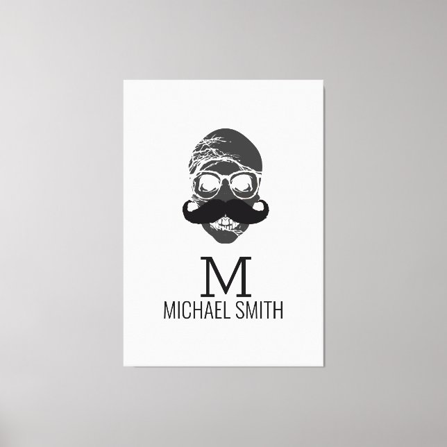 Lienzo Monograma de Mustache divertido #2 (Anverso)