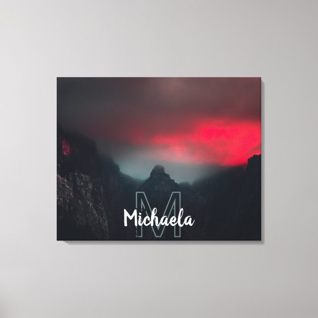 Lienzo Monograma de nubes, niebla y montañas quemadas (Anverso)