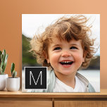 Lienzo Monograma de Personalizado de Collage de fotos neg<br><div class="desc">Puedes usar fotos de Instagram para este diseño. Utiliza tres fotos cuadradas para crear un regalo único y personal. O puedes mantener al cachorro hipster y hacer un keepsake de moda. Si necesita ajustar las imágenes,  haga clic en la herramienta personalizar para realizar cambios.</div>