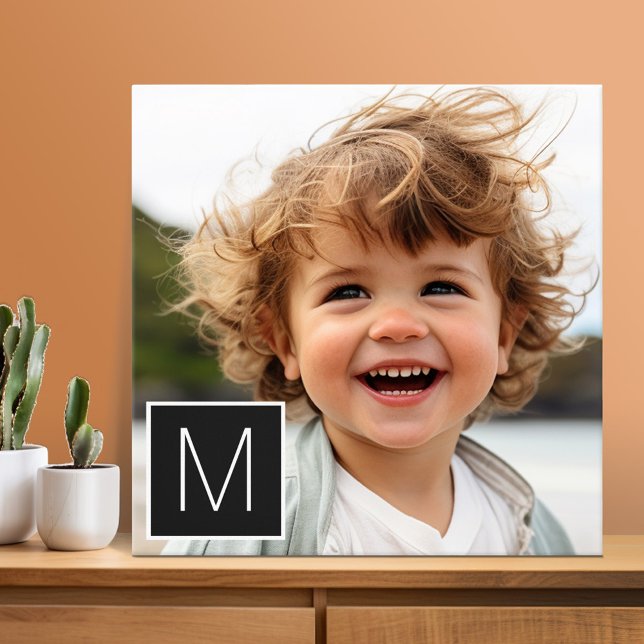 Lienzo Monograma de Personalizado de Collage de fotos neg (Photo Collage - Custom Wall Art)