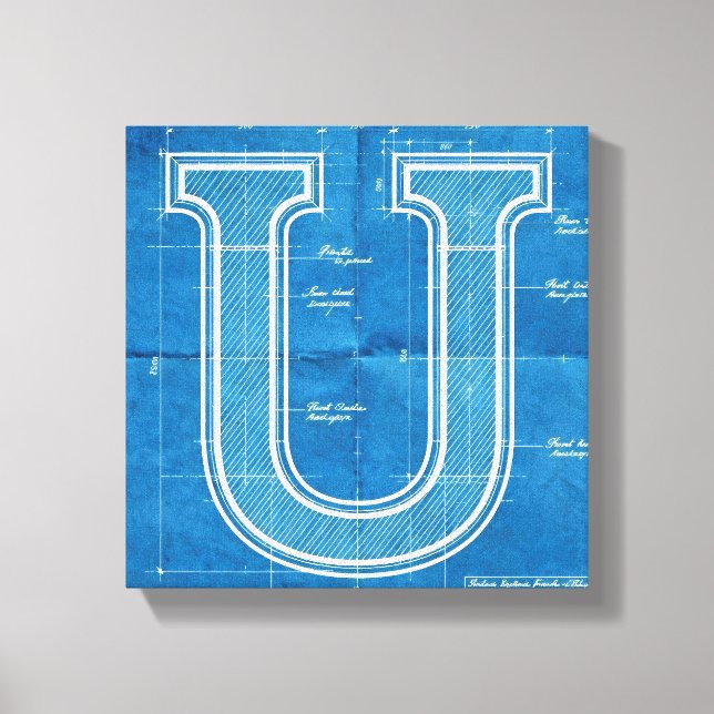 Lienzo Monograma de plano de letra U (Anverso)