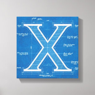 Lienzo Monograma de plano de letra X