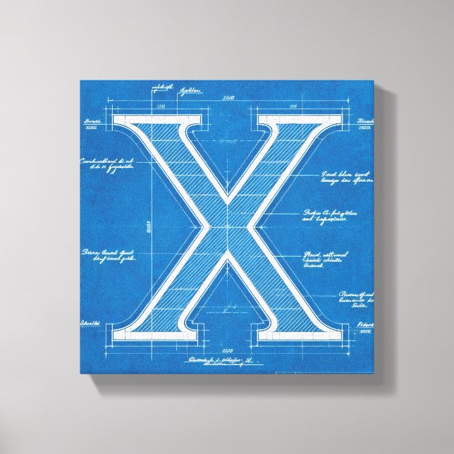 Lienzo Monograma de plano de letra X (Anverso)