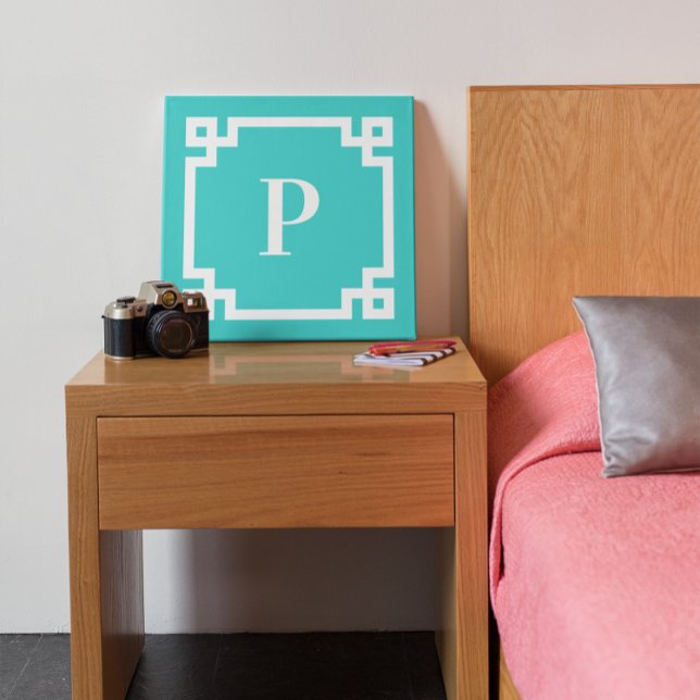 Lienzo Monograma del borde de la llave griega blanca y tu (Subido por el creador)