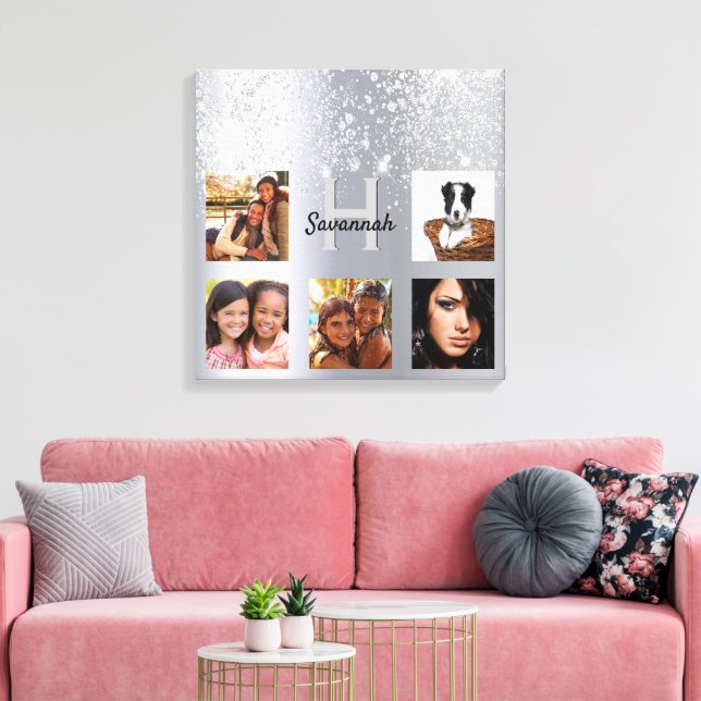 Lienzo Monograma del colector de fotos de polvo de purpur (Insitu (Sala de estar))