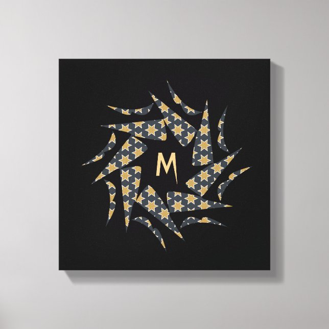 Lienzo Monograma del patrón triangular de estrella amaril (Anverso)