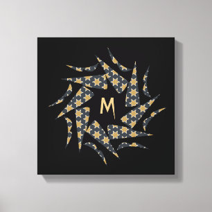 Lienzo Monograma del patrón triangular de estrella amaril