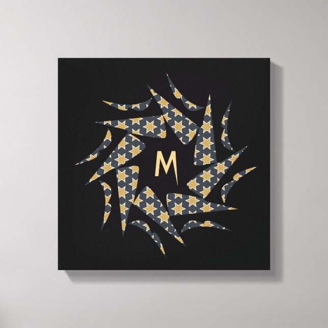 Lienzo Monograma del patrón triangular de estrella amaril (Anverso)