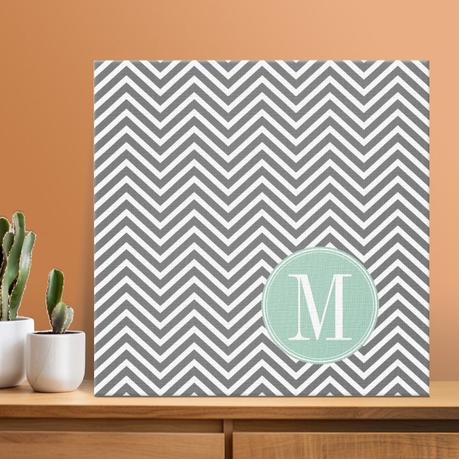 Lienzo Monograma del Personalizado de Chevrras verdes de  (Photo Collage - Custom Wall Art)