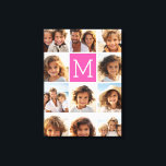 Lienzo Monograma del Personalizado de Collage de fotos ro<br><div class="desc">Utiliza hasta 11 fotos de teléfono cuadrado o selfie para crear un regalo único y personal. O puedes mantener al cachorro hipster y hacer un keepsake de moda. Si necesita ajustar las imágenes,  haga clic en la herramienta personalizar para realizar cambios.</div>