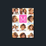 Lienzo Monograma del Personalizado de Collage de fotos ro<br><div class="desc">Utiliza hasta 11 fotos de teléfono cuadrado o selfie para crear un regalo único y personal. O puedes mantener al cachorro hipster y hacer un keepsake de moda. Si necesita ajustar las imágenes,  haga clic en la herramienta personalizar para realizar cambios.</div>